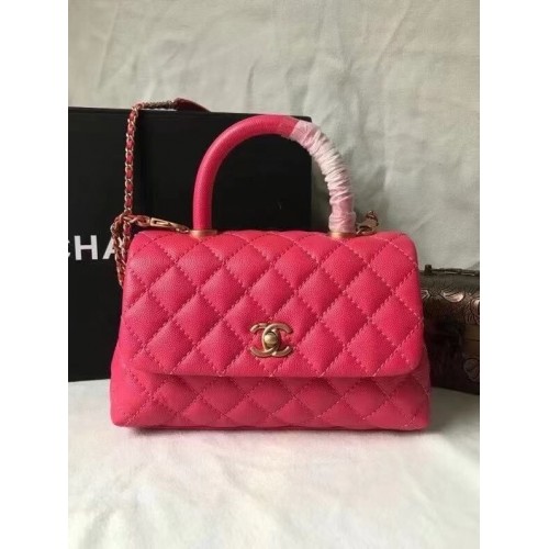 Chanel Klappentasche mit Griff oben A92990 Rose