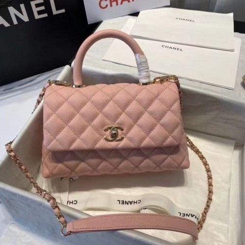 Chanel Klappentasche mit oberem Griff A92990 rosa