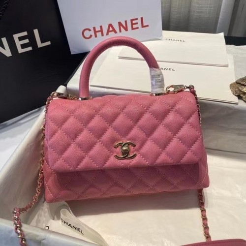 Chanel Klappentasche mit oberem Griff A92990 Rose