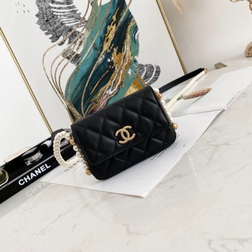 Chanel Geldbörse mit Klappe und Kette 81085 schwarz
