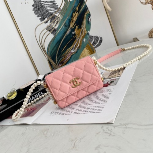 Chanel Geldbörse mit Klappe und Kette 81085 rosa