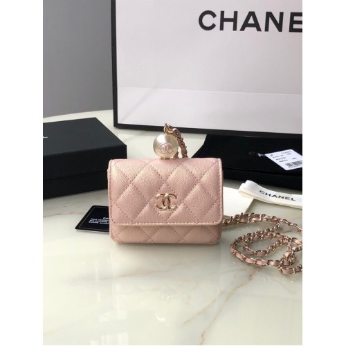 Chanel Geldbörse mit Überschlag und Kette AP2119 pink