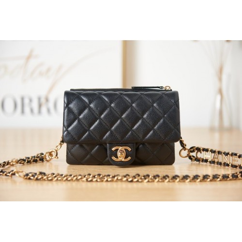 Chanel Tasche aus genarbtem Kalbsleder AS3225 schwarz