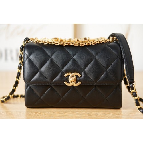 Chanel Lammfell Umhängetasche AS3240 schwarz
