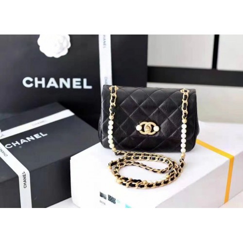 Chanel Leder Umhängetasche A5554 schwarz