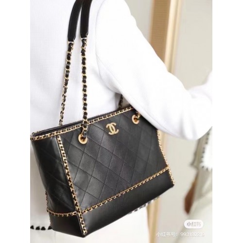 Chanel Leder Umhängetasche AS2739 schwarz