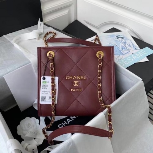 Chanel Leder Umhängetasche AS2750 Wein