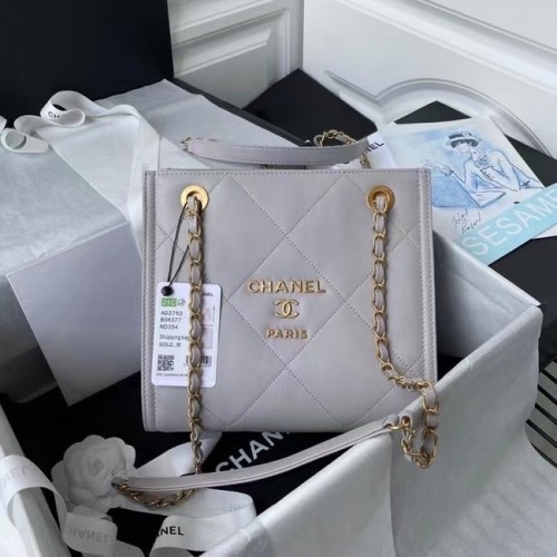 Chanel Leder Umhängetasche AS2750 grau