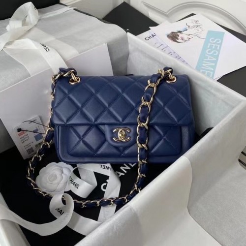 Chanel Leder Umhängetasche AS2798 blau