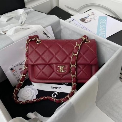 Chanel Leder Umhängetasche AS2798 rot