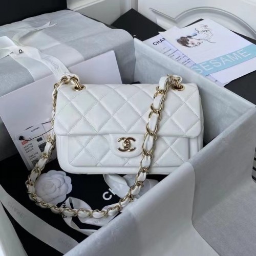 Chanel Leder Umhängetasche AS2798 weiß