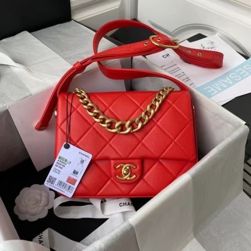 Chanel Leder Umhängetasche AS2842 rot
