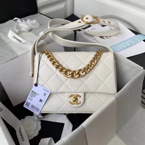 Chanel Leder Umhängetasche AS2842 weiß