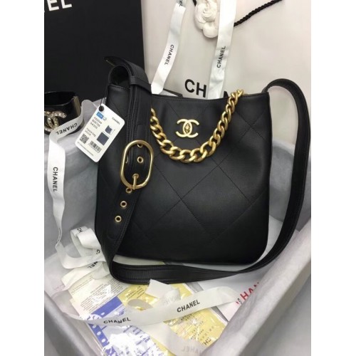 Chanel Leder Umhängetasche AS2844 schwarz