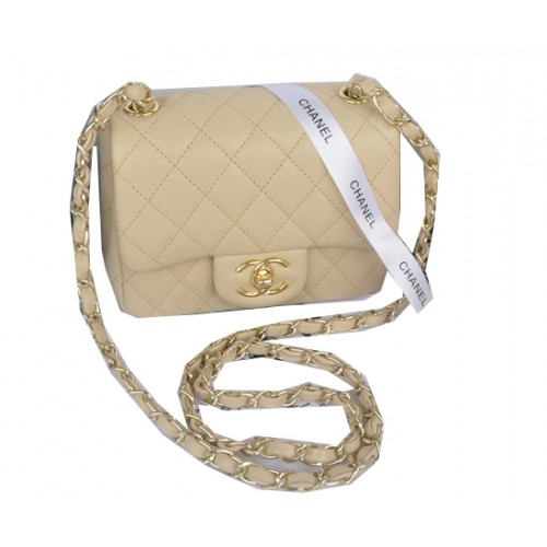 Chanel Mini Classic Flap Bag Apricot Cannage Muster 1115 Gold