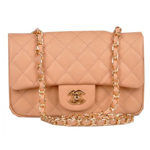 Chanel Mini Classic Flap Bag Apricot Cannage Muster 1117 Gold