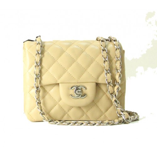 Chanel Mini Classic Flap Bag Aprikosenleder 1115 Silberkette