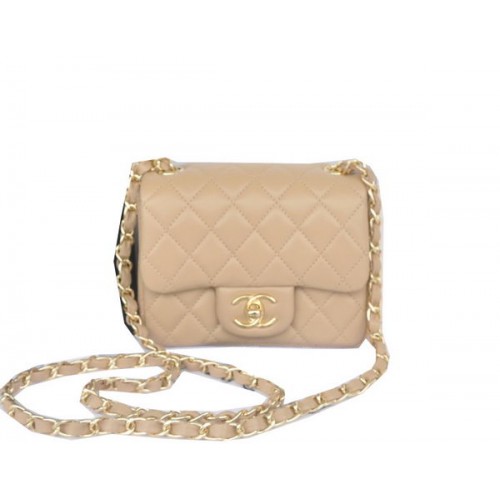 Chanel Mini Classic Flap Bag Aprikose Original Sheekskin CHA1115 Gold