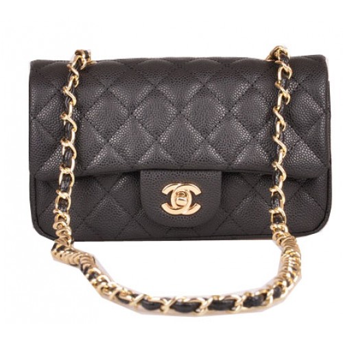 Chanel Mini Classic Flap Bag Schwarz Cannage Muster 1117 Gold