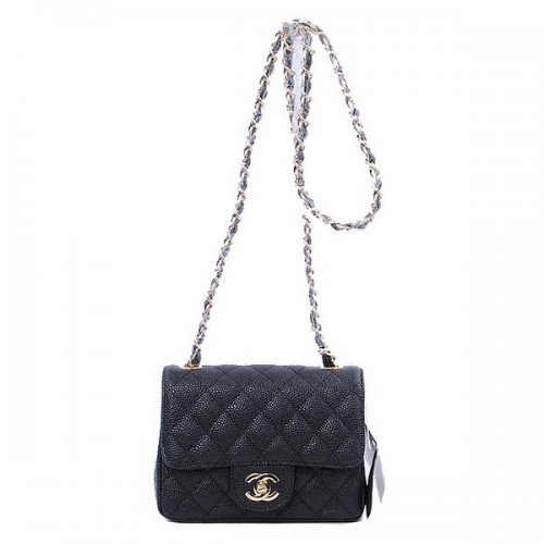 Chanel Mini Classic Flap Bag Schwarz Cannage Muster 1115 Gold