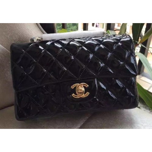 Chanel Mini Classic Flap Bag Schwarz Original Patent A1116 Gold