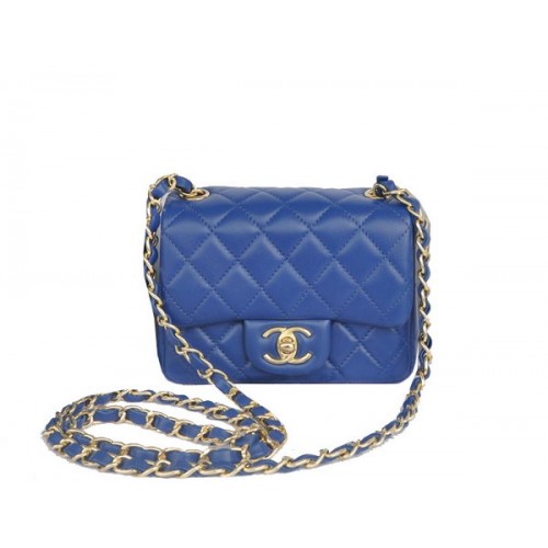 Chanel Mini Classic Flap Bag Blau Original Sheekskin CHA1115 Gold