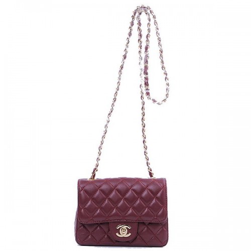 Chanel Mini Classic Flap Bag Burgund Sheekskin 1115 Gold Chanel Mini Classic Flap Bag Burgund Sheekskin 1115 Gold