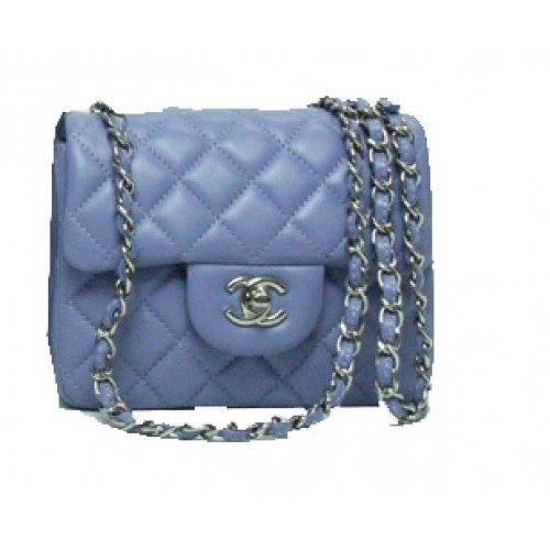 Chanel Mini Classic Flap Bag Lavendel Leder 1115 Silberkette