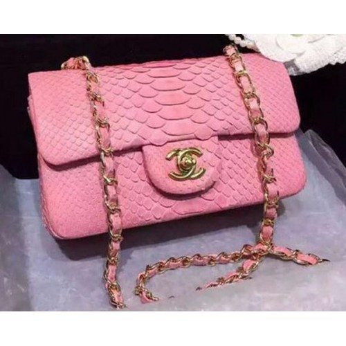 Chanel Mini Classic Flap Bag Original Schlangenleder A1116 Rosa