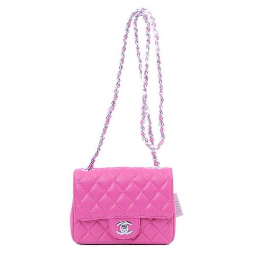 Chanel Mini Classic Flap Bag Pfirsich-Sheekskin 1115 Silber