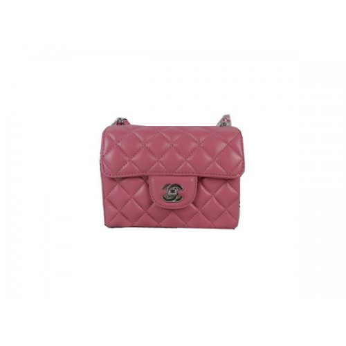 Chanel Mini Classic Flap Bag Peach Sheekskin CHA1115 Silber