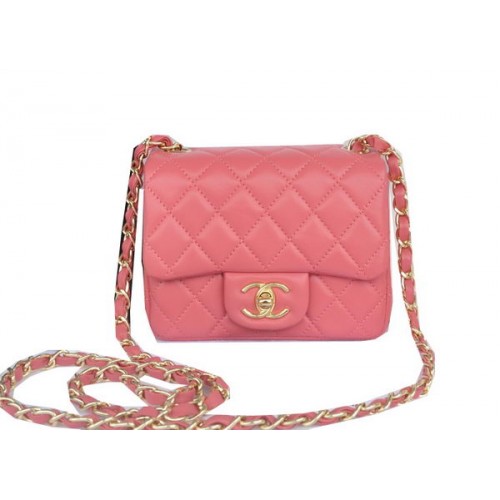 Chanel Mini Classic Flap Bag Pink Original Sheekskin CHA1115 Gold