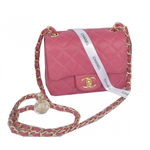 Chanel Mini Classic Flap Bag Rose Cannage Muster 1115 Gold
