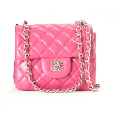 Chanel Mini Classic Flap Bag Rose Leder 1115 Silberkette