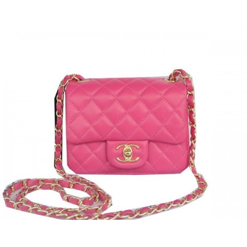 Chanel Mini Classic Flap Bag Rose Original Sheekskin CHA1115 Gold