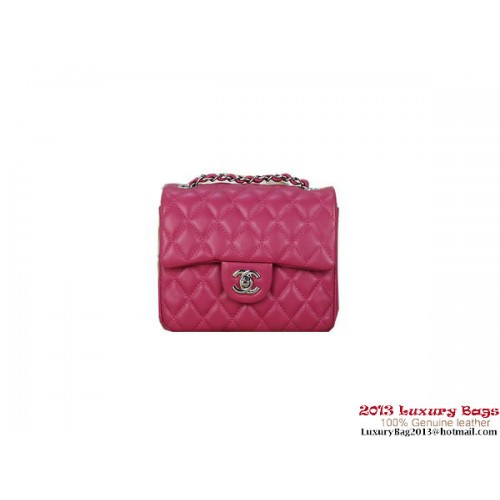 Chanel Mini Classic Flap Bag Rose Schaffell 1115 Silber