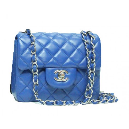 Chanel Mini Classic Flap Bag Royal Leather 1115 Silberkette
