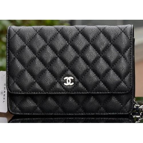 Chanel Mini Flap Bag Schwarz Cannage Muster A33814 Silber