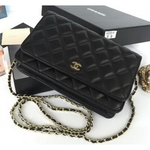 Chanel Mini Flap Bag Schwarzes Schafsleder A33814S Gold