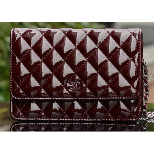 Chanel Mini Flap Bag Burgund Lackleder A33814 Silber