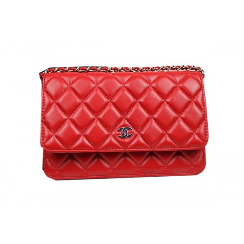 Chanel Mini Flap Bag CHA33814 Rot Original Schafsleder Silber