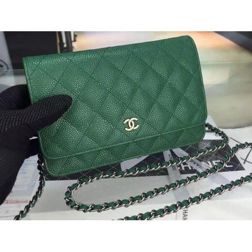 Chanel Mini Flap Bag Cannage Muster A8373 Grün