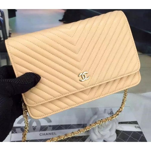 Chanel Mini Flap Bag Chevron Leder A33814 Apricot