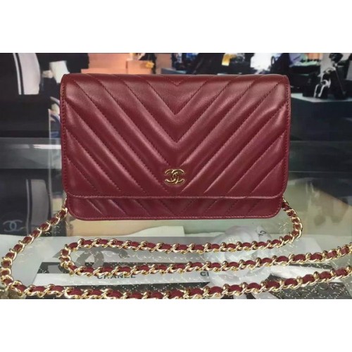 Chanel Mini Flap Bag Chevron Leder A33814 Burgund