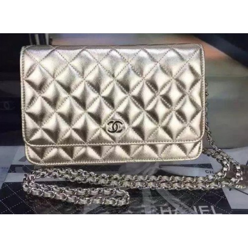 Chanel Mini Flap Bag Gold Cannage Muster A8373 Silber