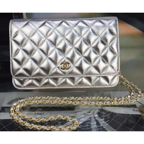 Chanel Mini Flap Bag Silber Cannage Muster A8373 Gold