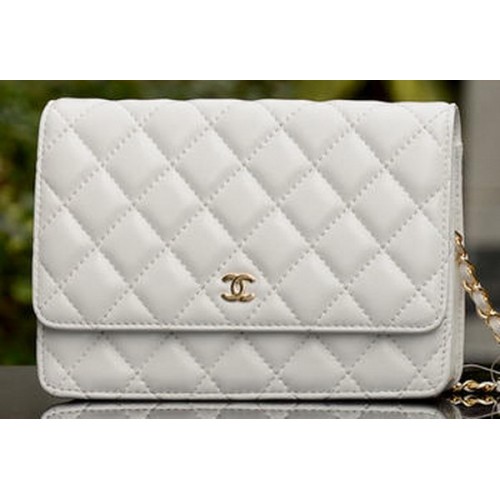 Chanel Mini Flap Bag Weißes Schafsleder A33814 Gold