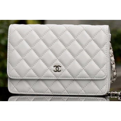 Chanel Mini Flap Bag Weißes Schafsleder A33814 Silber