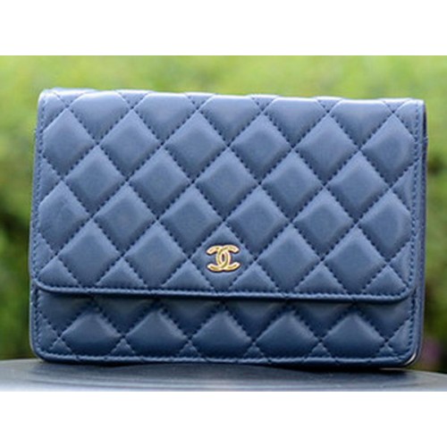 Chanel Mini Flap Bags Blaues Schafsleder A33814 Gold