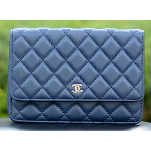 Chanel Mini Flap Bags Blaues Schafsleder A33814 Silber